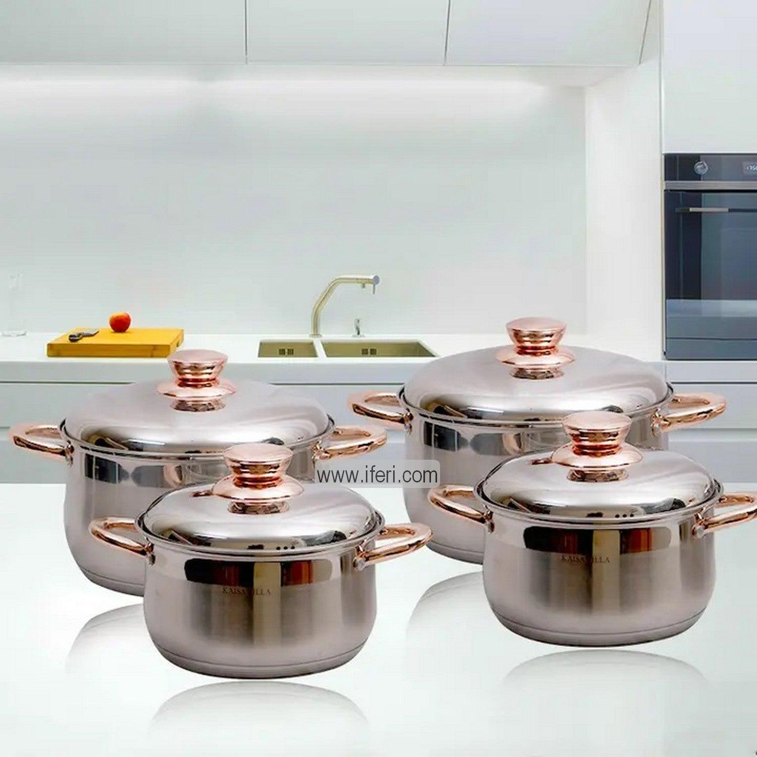 4 Pcs Stainless Steel Cookware Set with Lid KV1086 Price in Bangladesh - iferi.com