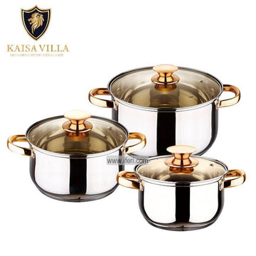 3 Pcs Stainless Steel Cookware Set with Lid KV2004 Price in Bangladesh - iferi.com