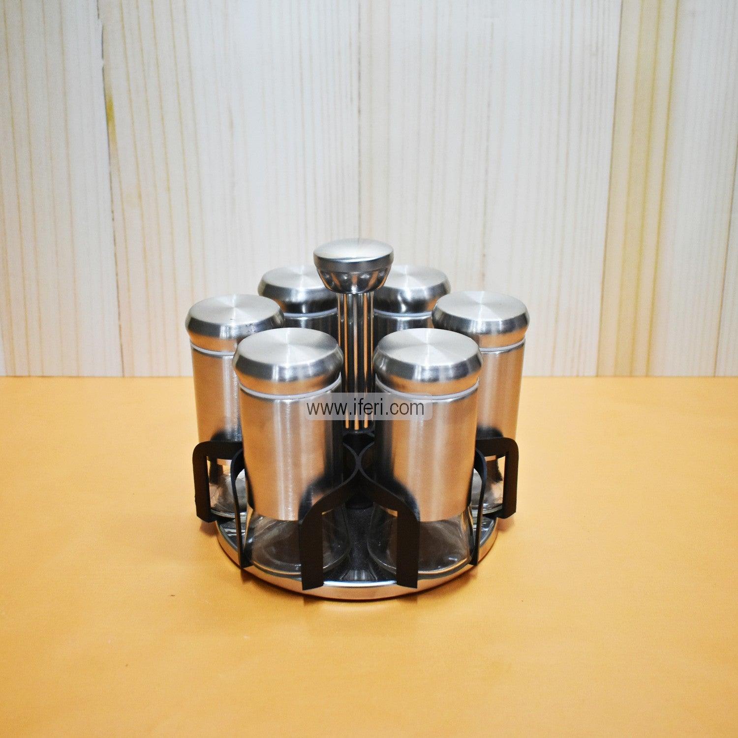 6 Pcs Stainless Steel & Glass Made Revolving Spice Jar Set With Holder ALP5786 Price in Bangladesh - iferi.com