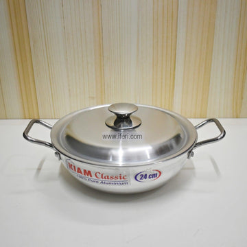24 cm Kiam Aluminium Classic Wok Korai Cookware With Aluminium Lid BCG0219 Price in Bangladesh - iferi.com