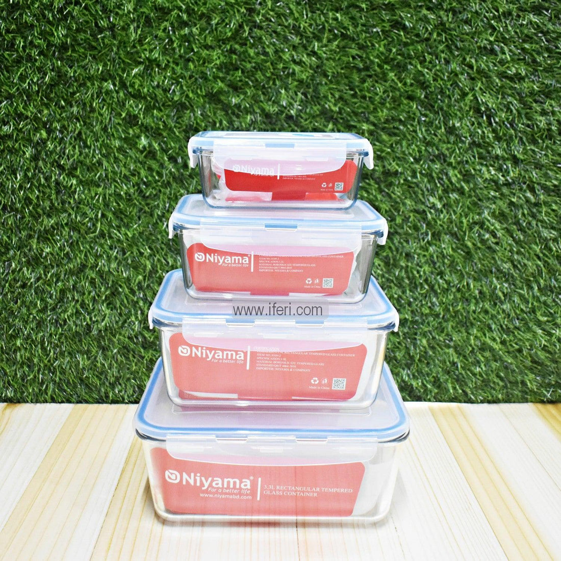 4 pcs Set Microwave Oven Heating Lunch Box Healthy Glass Food Container with Lid RH0256 Price in Bangladesh - iferi.com