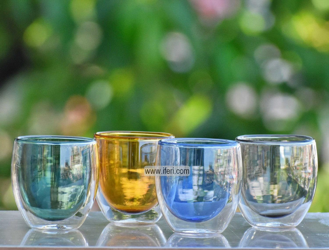 4 Pcs Double Wall Borosilicate Glass Coffee Cup CK0931-1 Price in Bangladesh - iferi.com