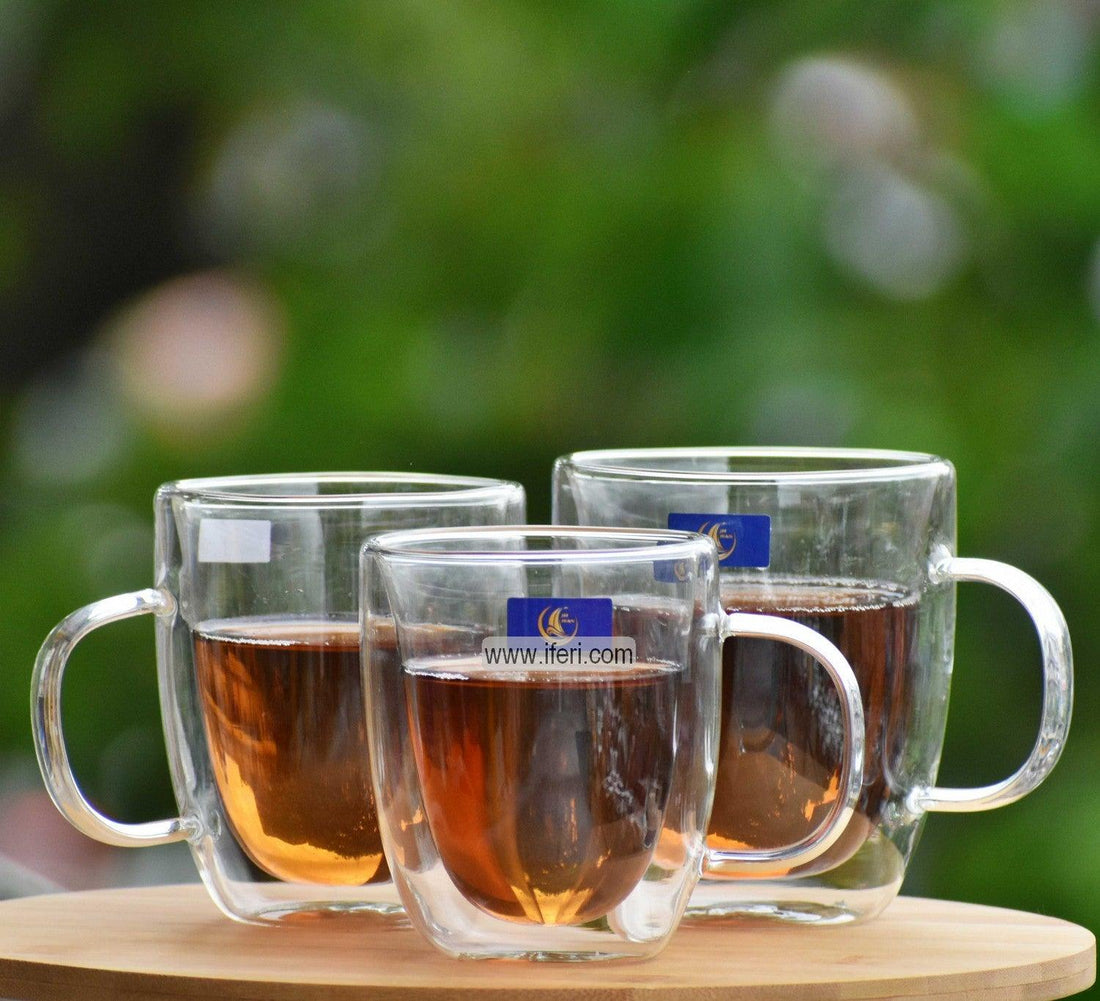 3 Pcs Double Wall Borosilicate Glass Mug (CTN12-13-14) CK0940 Price in Bangladesh - iferi.com