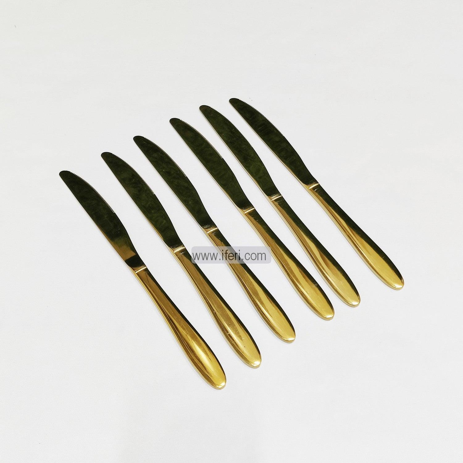 6 Pcs 9 inch Stainless Steel Golden Dinner Knife Set EB9136 Price in Bangladesh - iferi.com