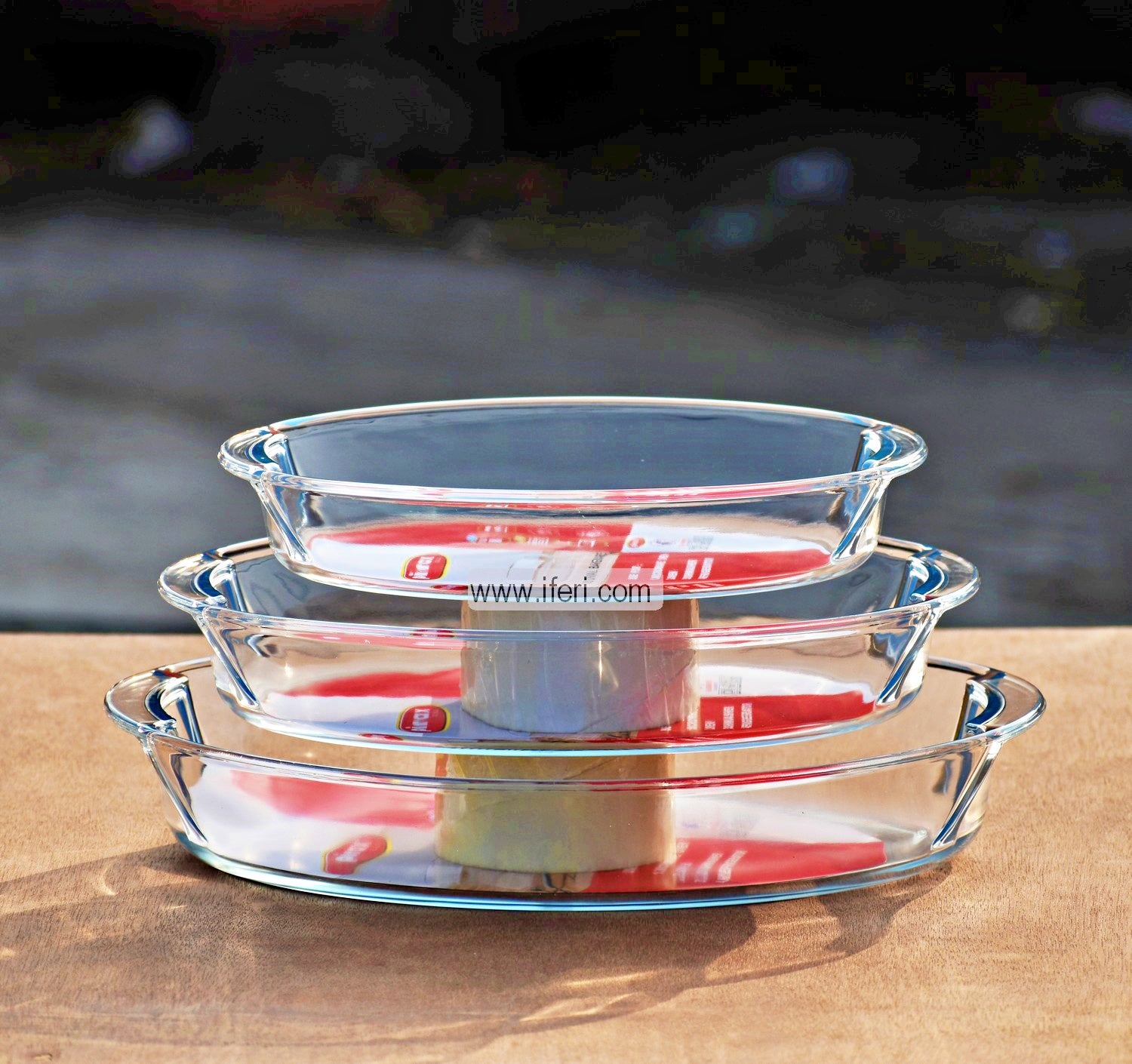 3 Piece Tempered Glass Oval Casserole Set RH2486