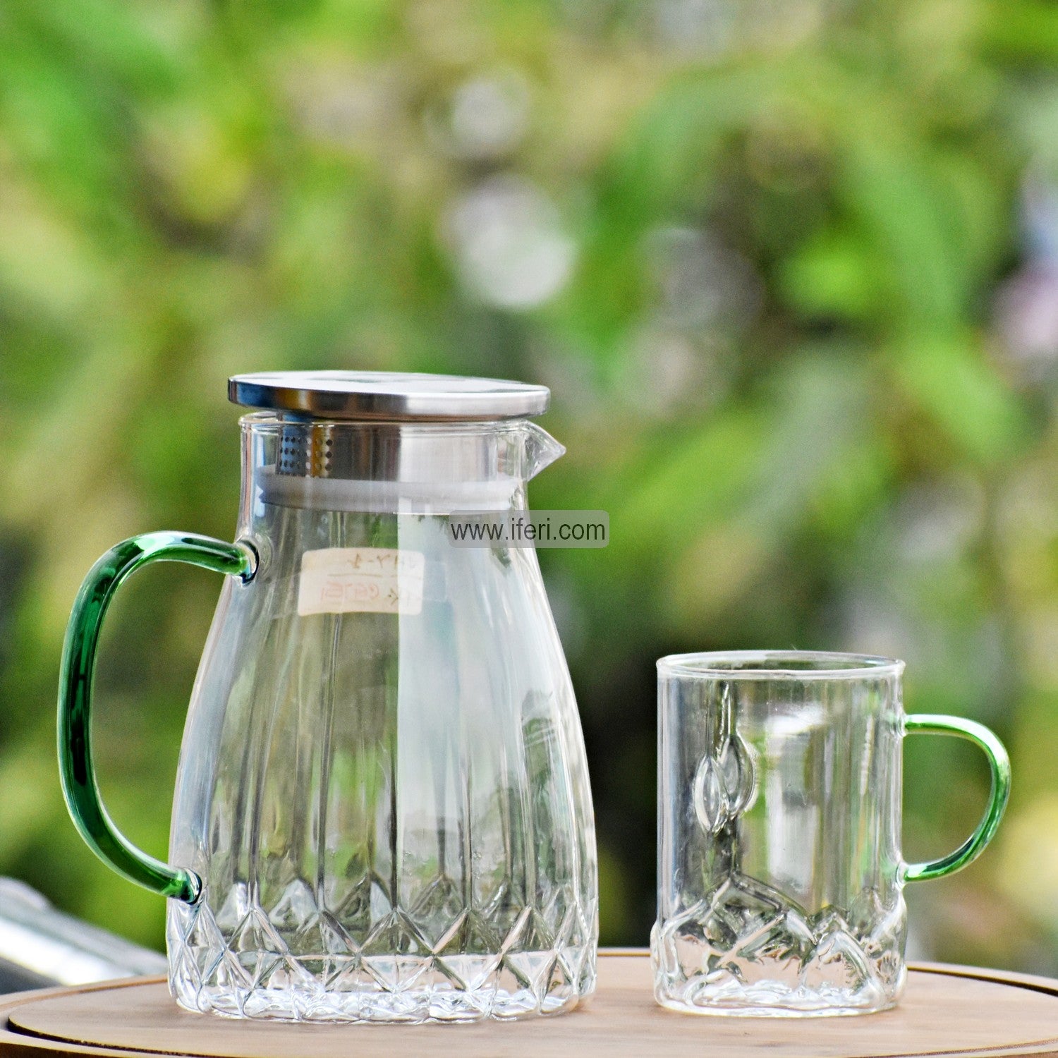 7 Pcs Borosilicate Glass Water Juice Jug & Mug Set TB1422
