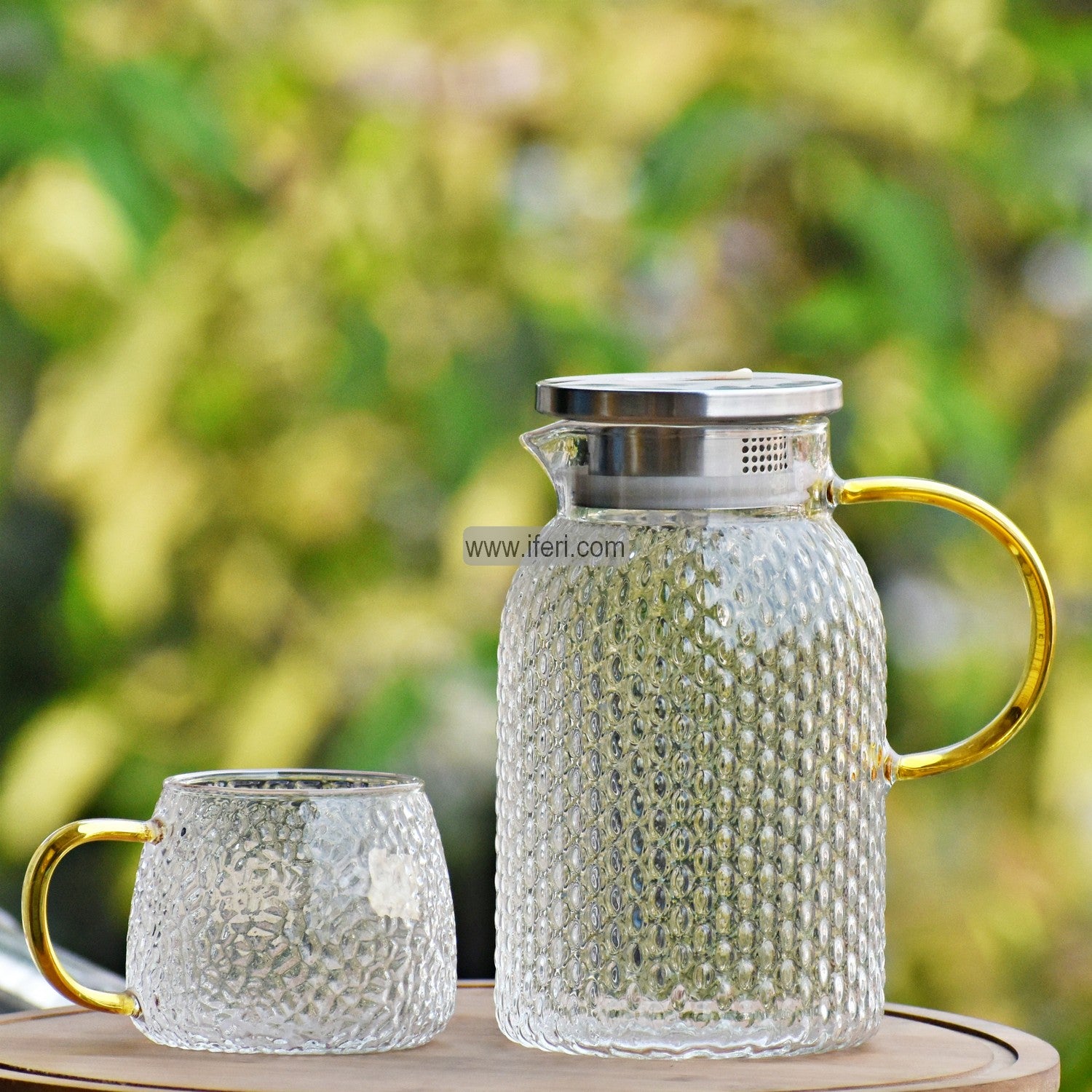 7 Pcs Borosilicate Glass Water Juice Jug & Mug Set TB1425