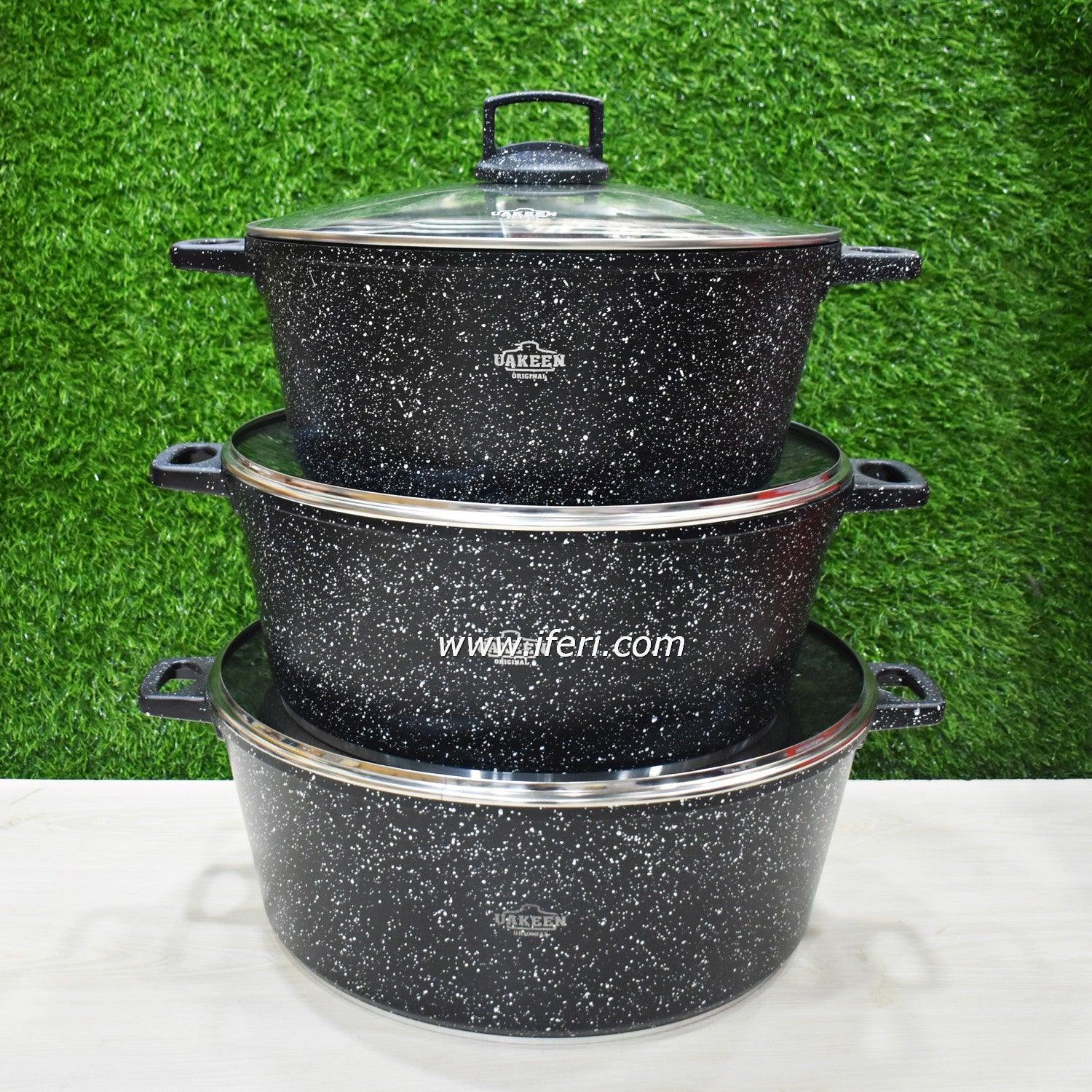 3 pcs Non Stick Granite Coated Cookware Set with Lid RR6140 Price in Bangladesh - iferi.com