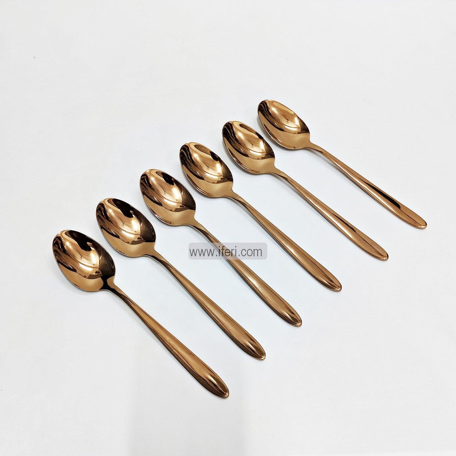 6 Pcs 8 inch Stainless Steel Copper Dinner Spoon Set EB9144 Price in Bangladesh - iferi.com