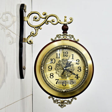 Luxury Double-Sided Retro Station Wall Clock / Living Room Clock RY1335