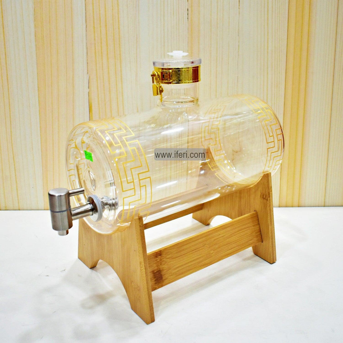 5 Liter Barrel Shape Glass Juice Dispenser with Bamboo Stand RY0412 Price in Bangladesh - iferi.com