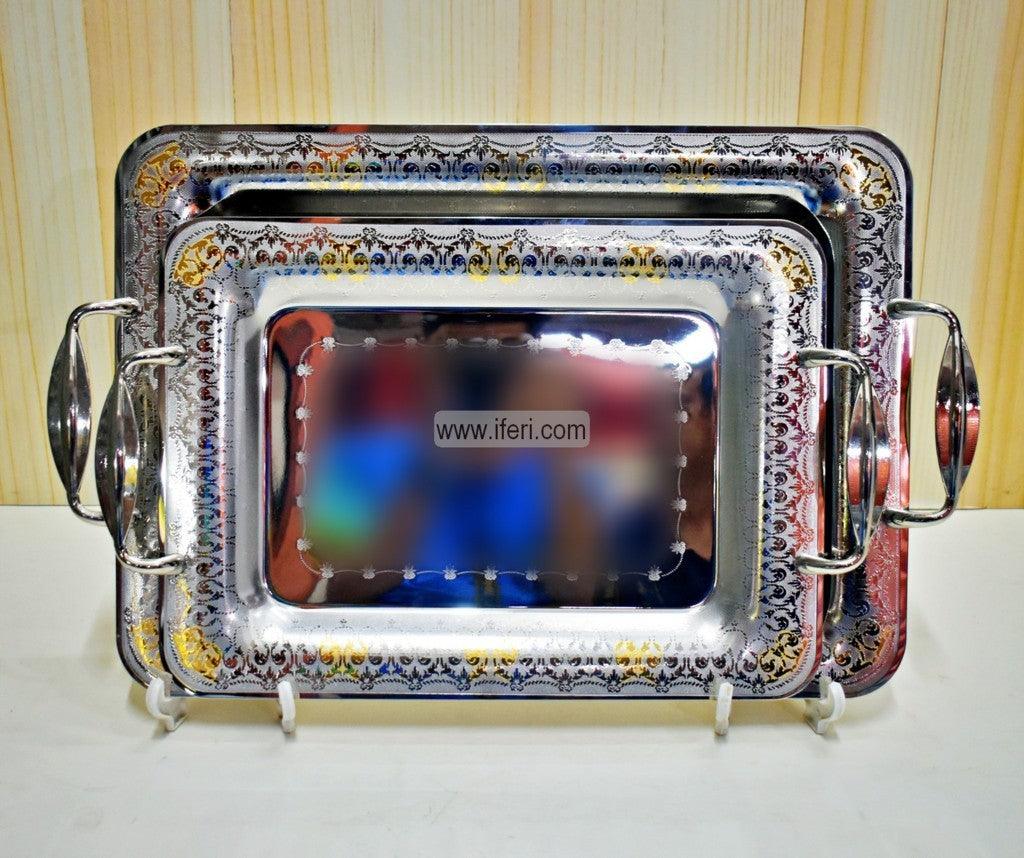 2 Pcs Stainless Steel Serving Tray Set TB0620 Price in Bangladesh - iferi.com