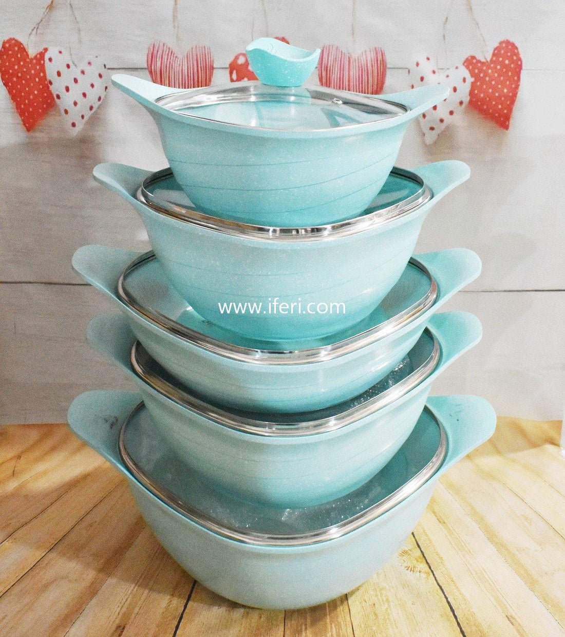 5 Pcs JIO Non Stick Granite Coated Cookware Set with Lid LB1519 Price in Bangladesh - iferi.com