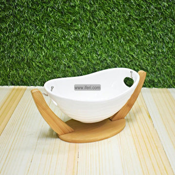 9 Inch Ceramic Fruit Bowl with Bamboo Stand FT0852 Price in Bangladesh - iferi.com