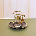 12 Pcs Exclusive Glass & Metal Turkish Tea Cup & Saucer Set GA2002 Price in Bangladesh - iferi.com
