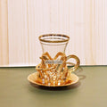 12 Pcs Exclusive Glass & Metal Turkish Tea Cup & Saucer Set GA2004 Price in Bangladesh - iferi.com
