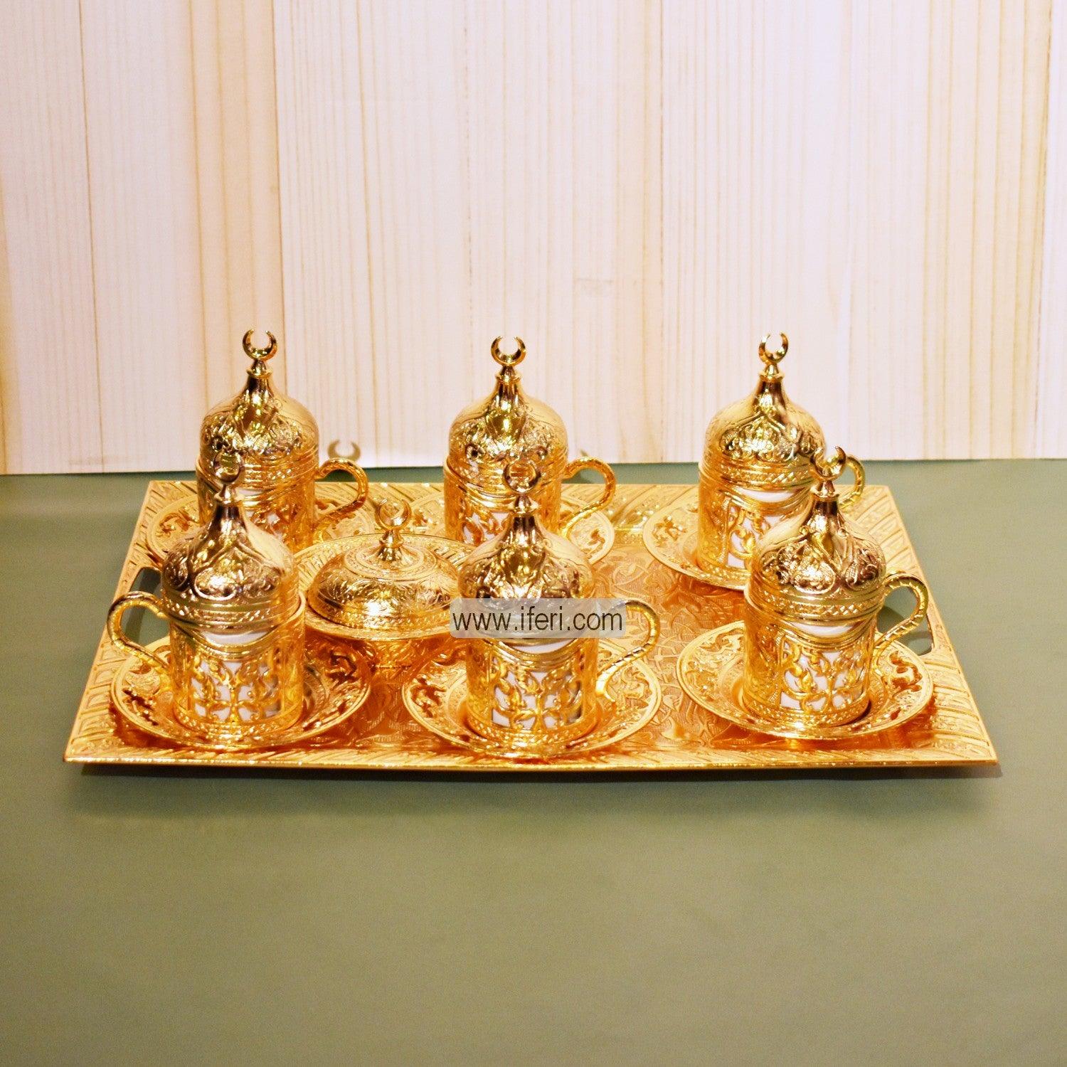 13 Pcs Exclusive Ceramic & Metal Turkish Tea Set with Tray GA2022 Price in Bangladesh - iferi.com