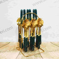 24 Pcs Ceramic Golden Metal Spoon Set With Stand EB2780 - Price in BD at iferi.com