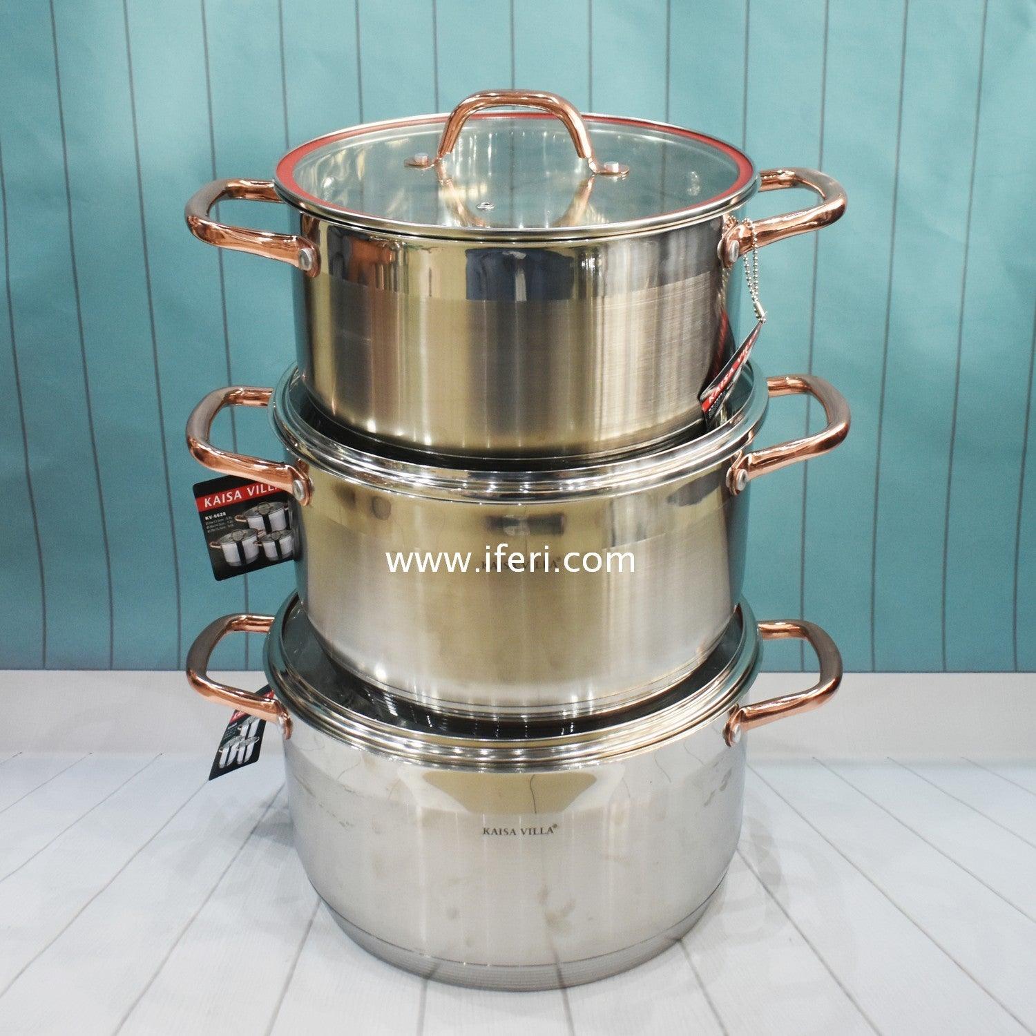 6 Pcs Stainless Steel Cookware Set With Lid KV-6628 Price in Bangladesh - iferi.com