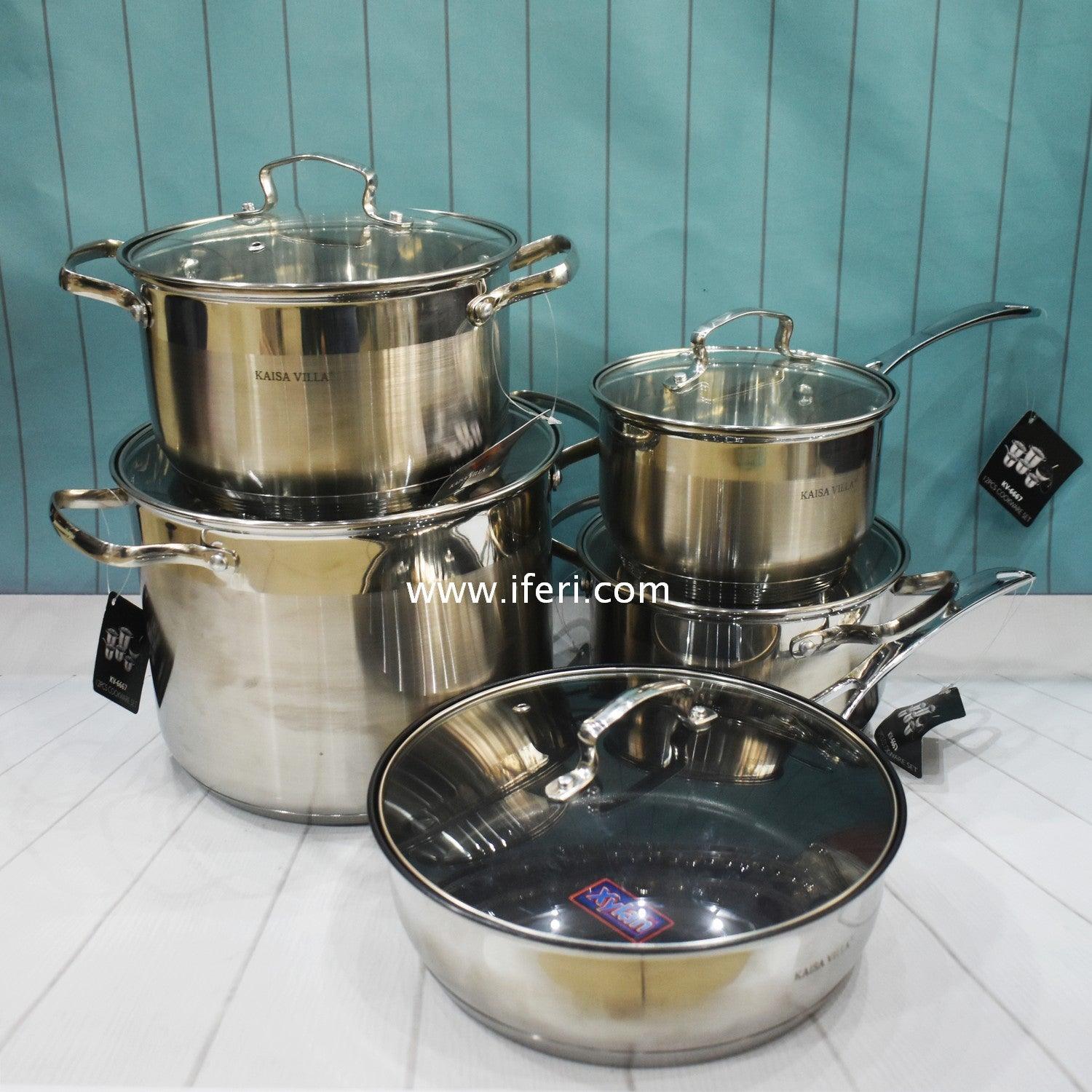 12 Pcs Stainless Steel Cookware Set With Lid KV6667 Price in Bangladesh - iferi.com