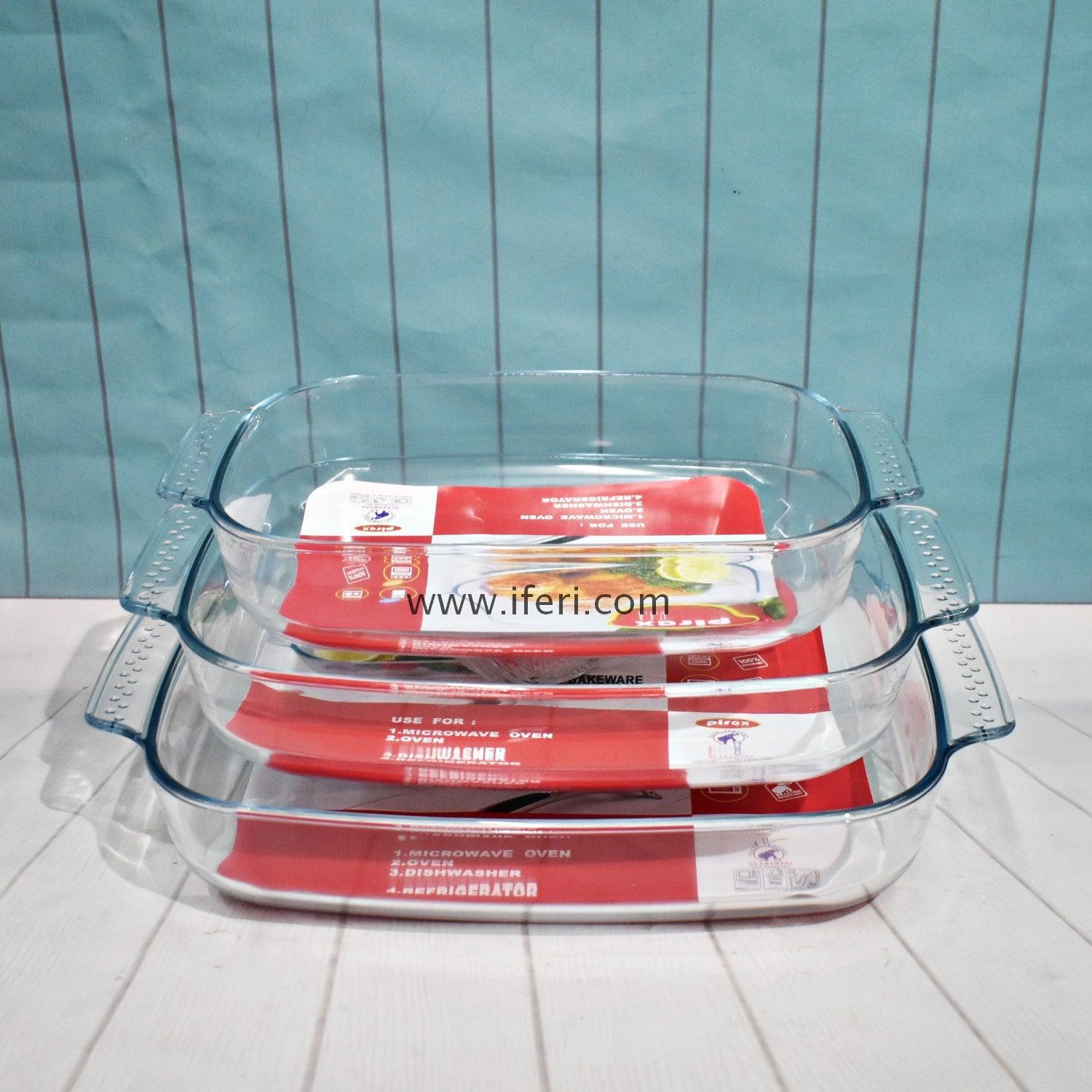 3 Piece Tempered Glass Rectangular Casserole Set RH7912 Price in Bangladesh - iferi.com