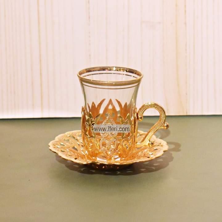 12 Pcs Exclusive Glass & Metal Turkish Tea Cup & Saucer Set GA2003 Price in Bangladesh - iferi.com