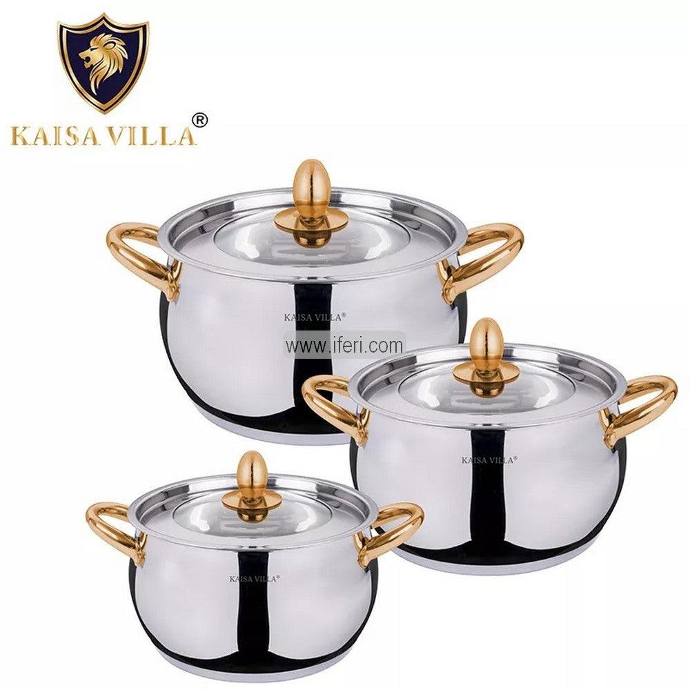 3 Pcs Stainless Steel Cookware Set with Lid KV-6644 Price in Bangladesh - iferi.com