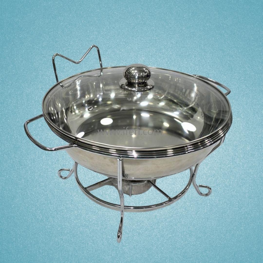 8 Liter Round Shape Buffet Chafing Dish with Glass Lid TB1033 Price in Bangladesh - iferi.com