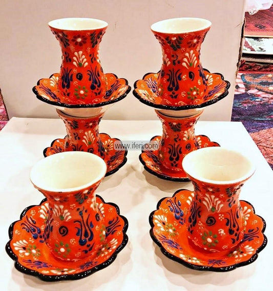 12 Pcs Turkish Hand Printed Ceramic Tea Cup & Saucer Set GA2202 Price in Bangladesh - iferi.com