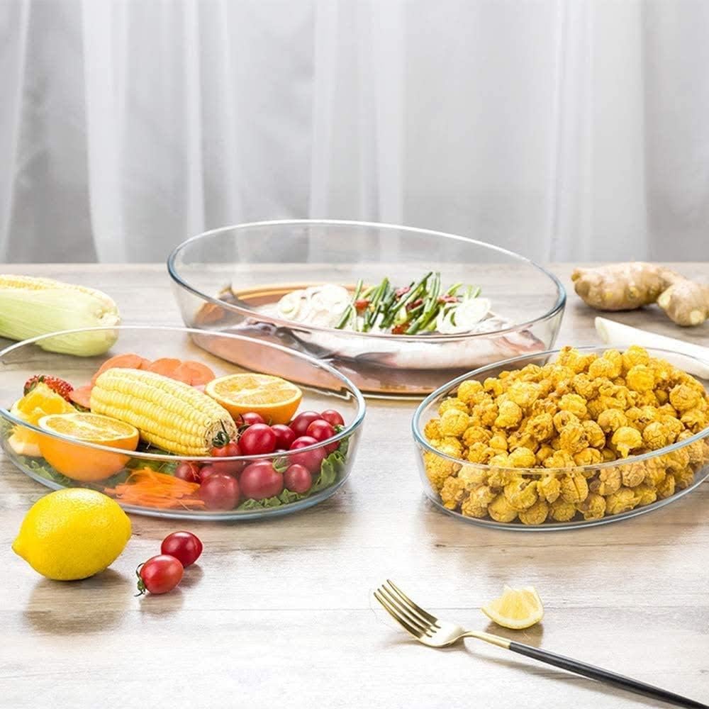 3 Piece Tempered Glass Oval Casserole Set UT5644